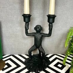 Darthome Limited Black Monkey Double Candlestick Holder