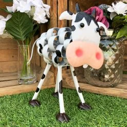 Darthome Limited Black & White Metal Boggly Cow Garden Statue 26cm