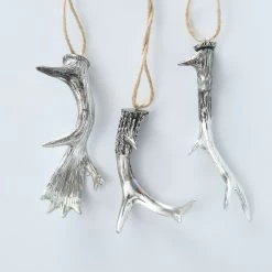 Darthome Limited 3x Silver Resin Stag Antlers Home Decorative Pendants 12cm