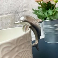 Darthome Limited Resin Silver Dolphin Pot Hanger Decoration 10cm